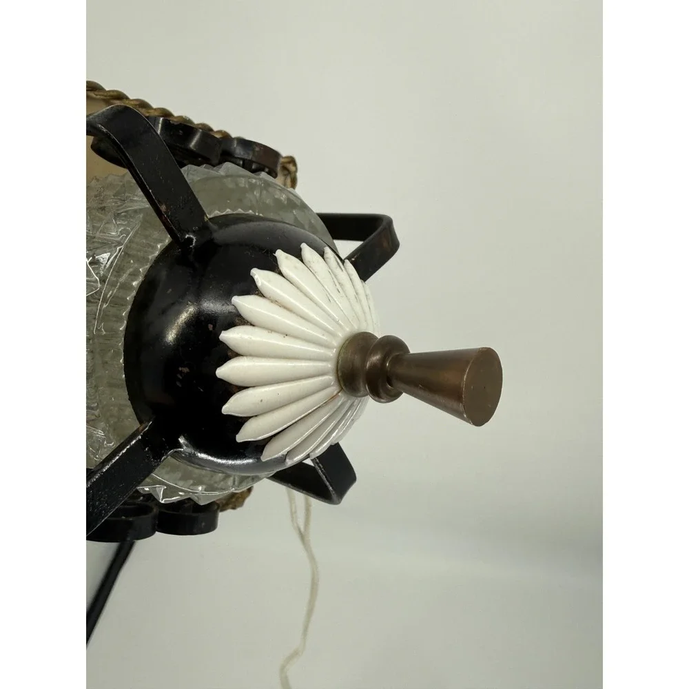 Spanish Revival Gothic Tudor Hanging Lamp Black Metal Plug In Lantern